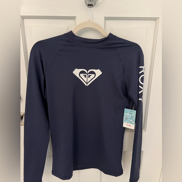 Roxy Whole Hearted Long Sleeve UPF 50 Rashguard Navy LARGE - Picture 2 of 12